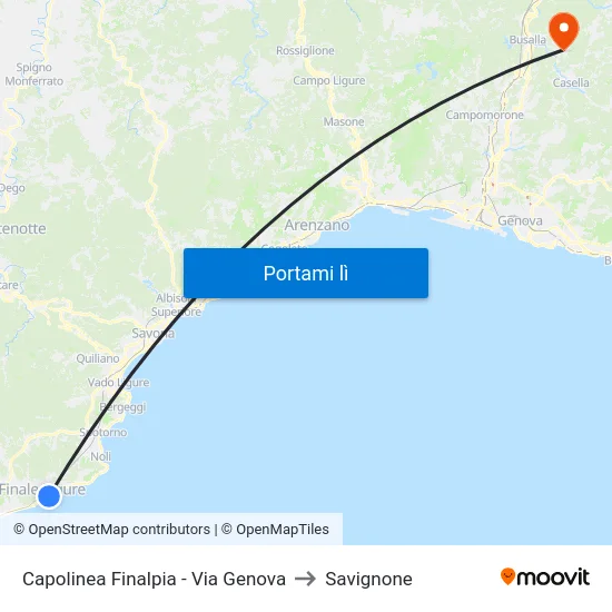 Capolinea Finalpia - Via Genova to Savignone map