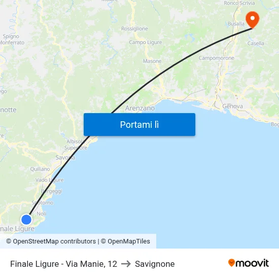 Finale Ligure - Via Manie, 12 to Savignone map