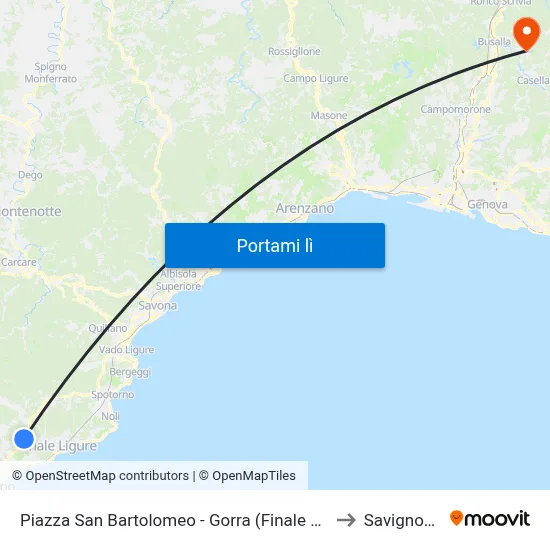 Piazza San Bartolomeo - Gorra (Finale L.) to Savignone map