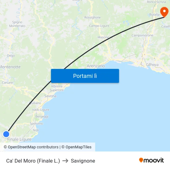 Ca' Del Moro (Finale L.) to Savignone map