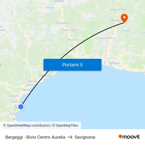 Bergeggi - Bivio Centro Aurelia to Savignone map