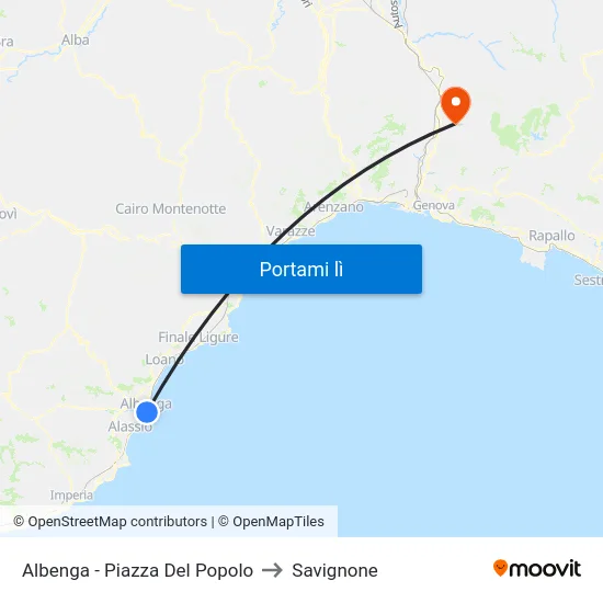 Albenga - Piazza Del Popolo to Savignone map
