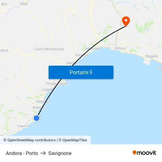 Andora - Porto to Savignone map