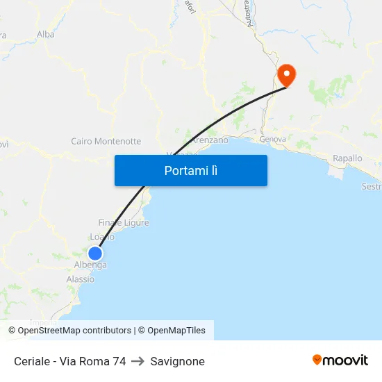 Ceriale - Via Roma 74 to Savignone map