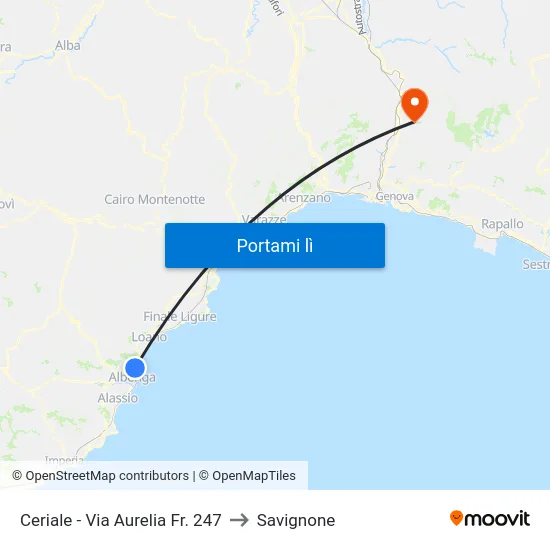 Ceriale - Via Aurelia Fr. 247 to Savignone map