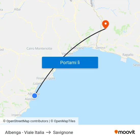 Albenga - Viale Italia to Savignone map
