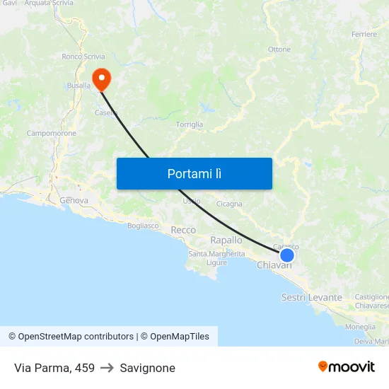 Via Parma, 459 to Savignone map