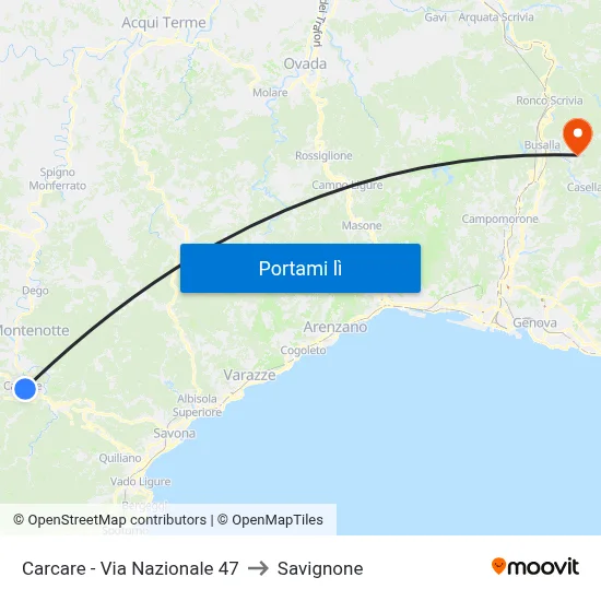Carcare - Via Nazionale 47 to Savignone map