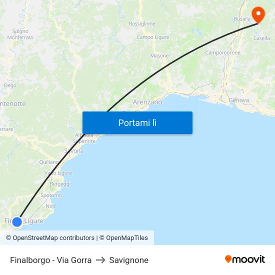Finalborgo - Via Gorra to Savignone map