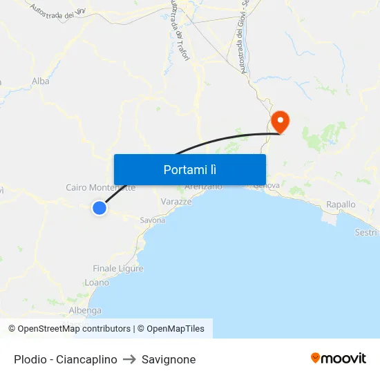 Plodio - Ciancaplino to Savignone map
