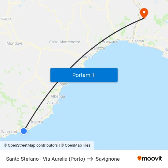 Santo Stefano - Via Aurelia (Porto) to Savignone map