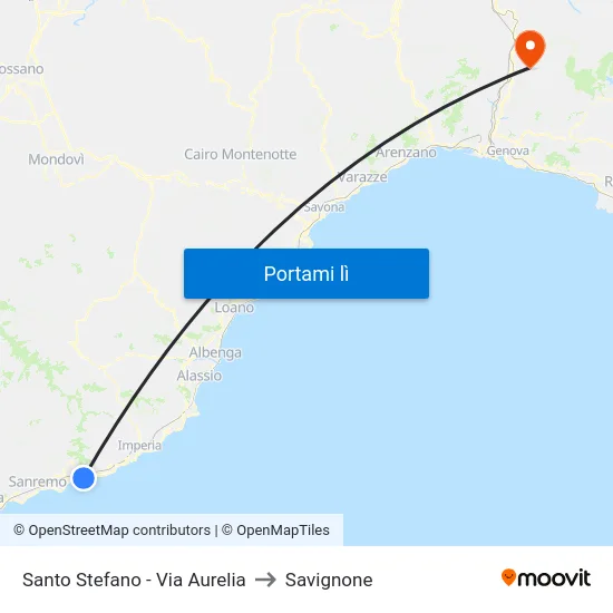 Santo Stefano - Via Aurelia to Savignone map