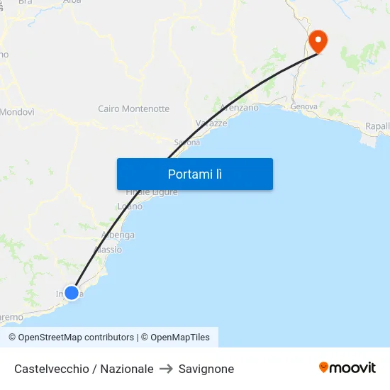 Castelvecchio / Nazionale to Savignone map
