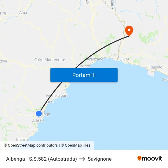 Albenga - S.S.582 (Autostrada) to Savignone map