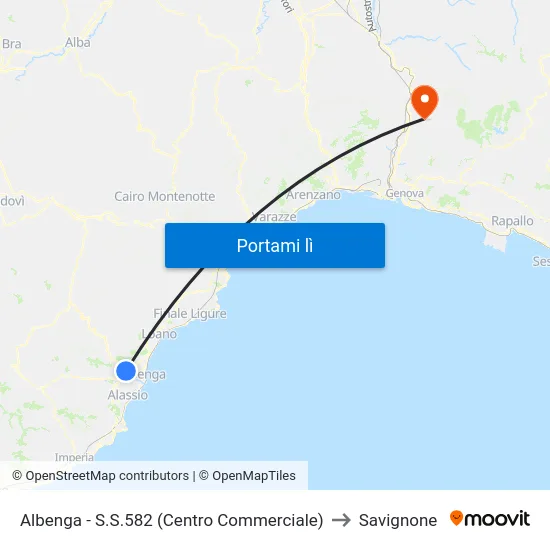 Albenga - S.S.582 (Centro Commerciale) to Savignone map