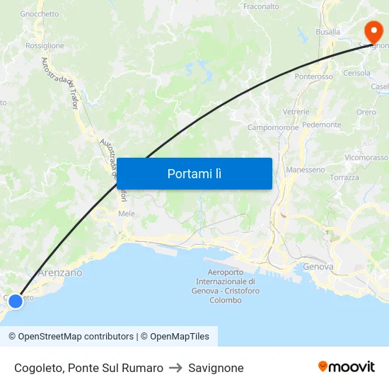 Cogoleto, Ponte Sul Rumaro to Savignone map