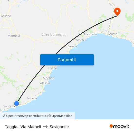 Taggia - Via Mameli to Savignone map