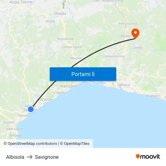 Albisola to Savignone map