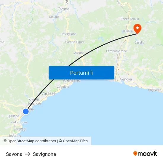 Savona to Savignone map