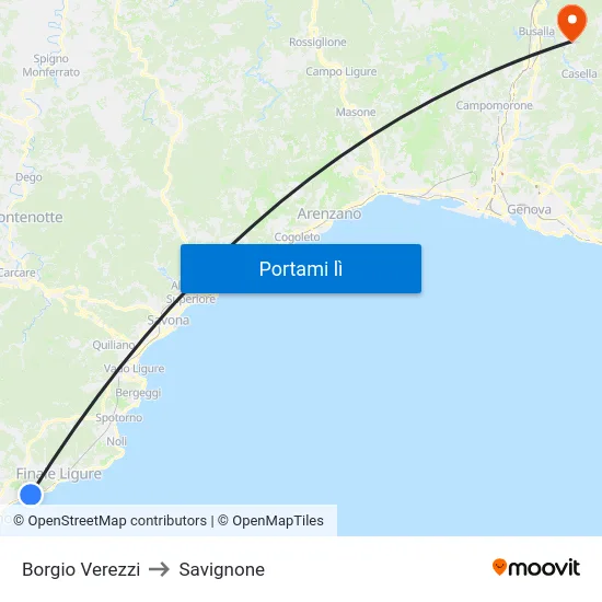Borgio Verezzi to Savignone map