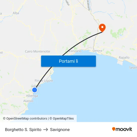 Borghetto S. Spirito to Savignone map