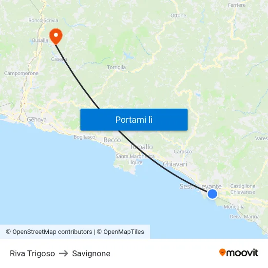 Riva Trigoso to Savignone map