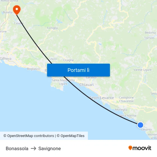 Bonassola to Savignone map