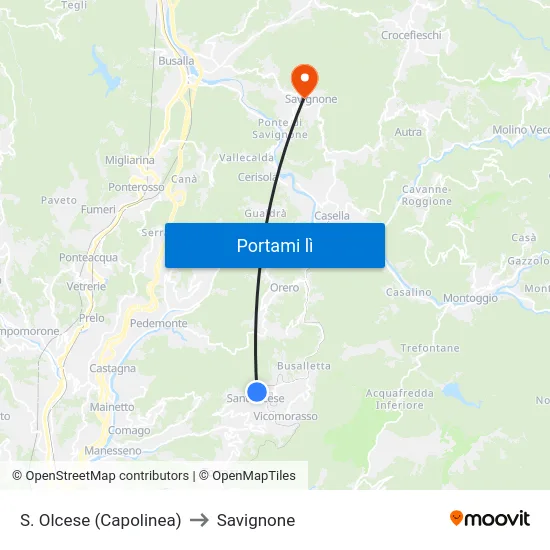 S. Olcese (Capolinea) to Savignone map