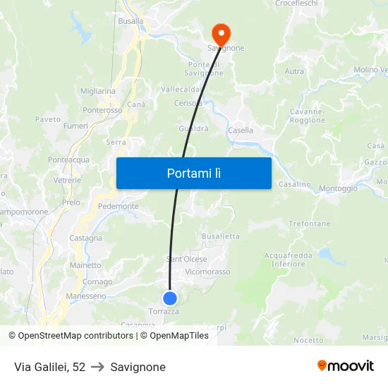 Via Galilei, 52 to Savignone map