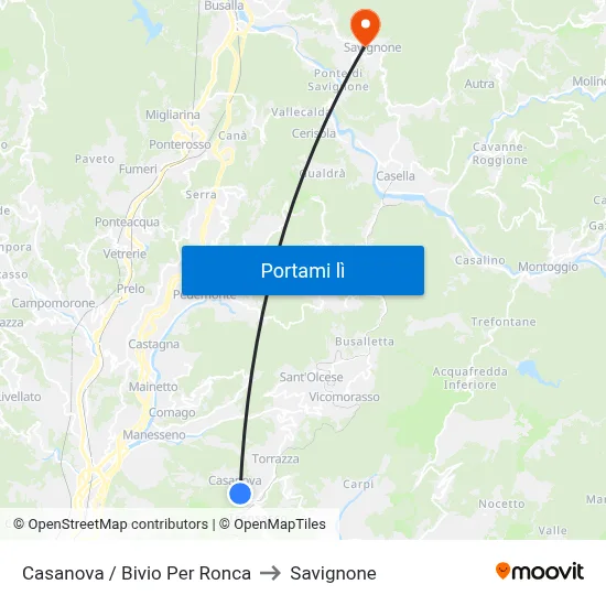 Casanova / Bivio Per Ronca to Savignone map