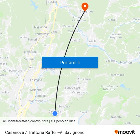 Casanova / Trattoria Raffe to Savignone map