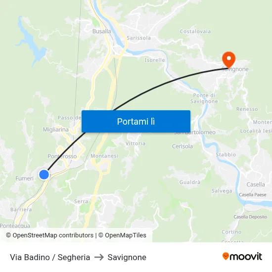 Via Badino / Segheria to Savignone map