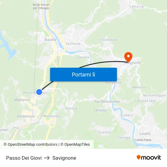Passo Dei Giovi to Savignone map