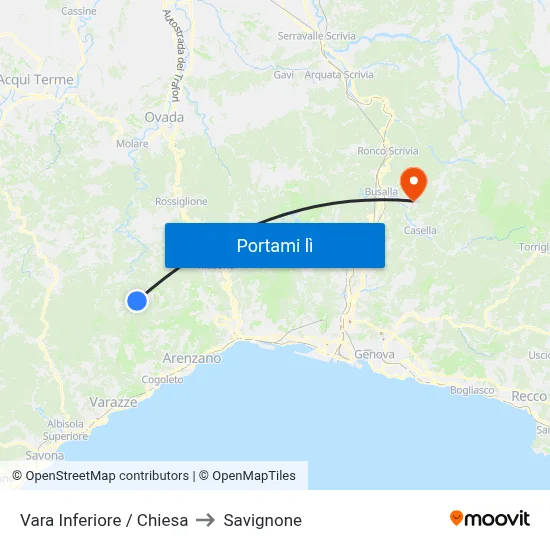 Vara Inferiore / Chiesa to Savignone map