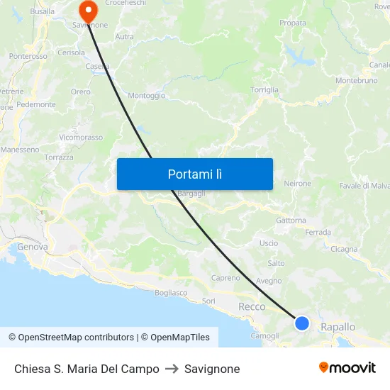 Chiesa S. Maria Del Campo to Savignone map