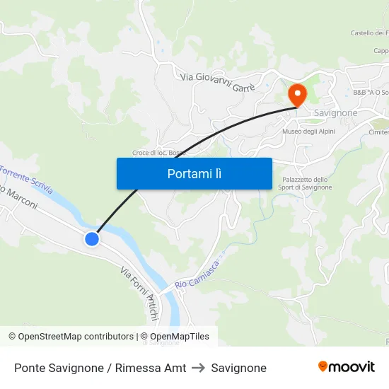 Ponte Savignone / Rimessa Amt to Savignone map
