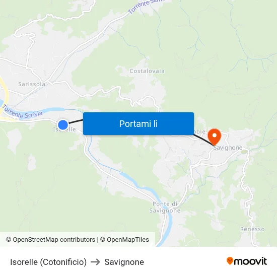Isorelle (Cotonificio) to Savignone map