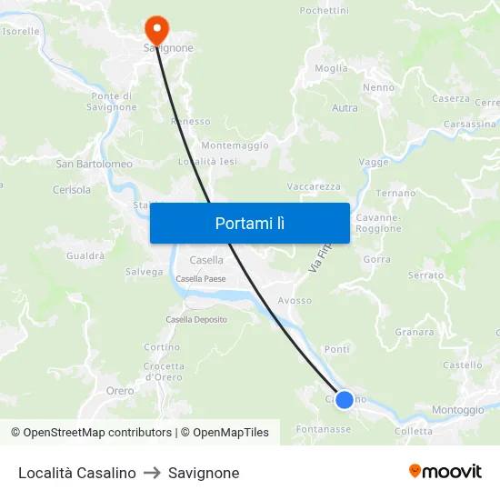 Località Casalino to Savignone map
