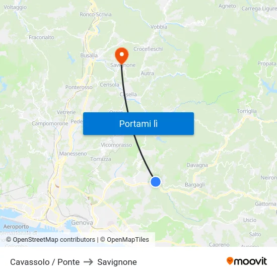Cavassolo / Ponte to Savignone map