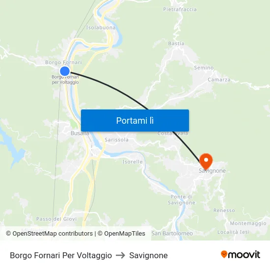 Borgo Fornari Per Voltaggio to Savignone map