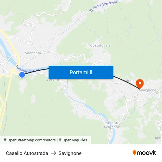 Casello Autostrada to Savignone map