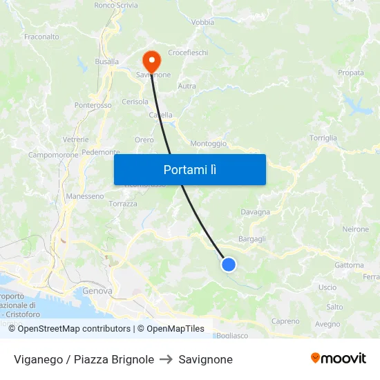 Viganego / Piazza Brignole to Savignone map