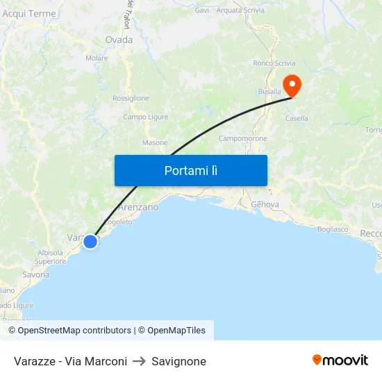 Varazze - Via Marconi to Savignone map