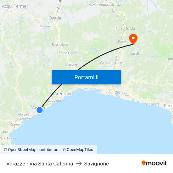Varazze - Via Santa Caterina to Savignone map
