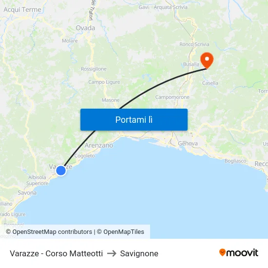 Varazze - Corso Matteotti to Savignone map