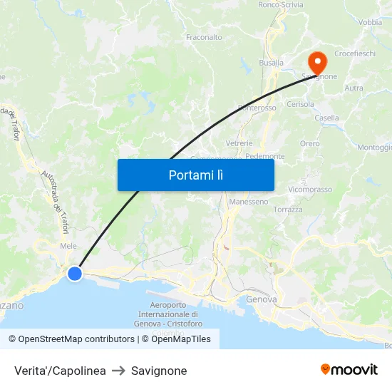 Verita'/Capolinea to Savignone map