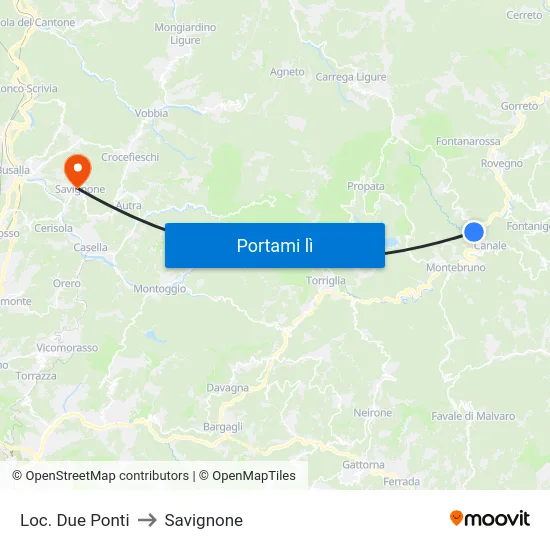 Loc. Due Ponti to Savignone map