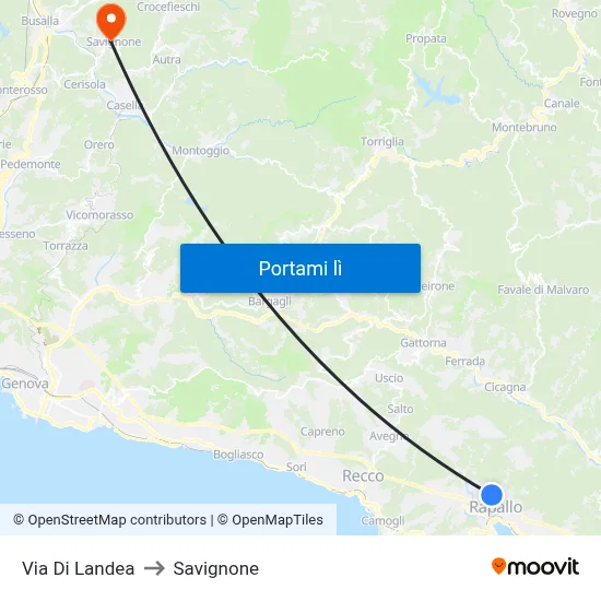 Via Di Landea to Savignone map
