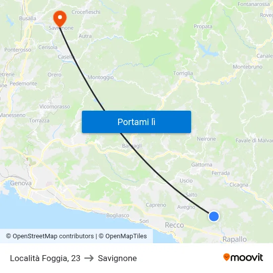 Località Foggia, 23 to Savignone map