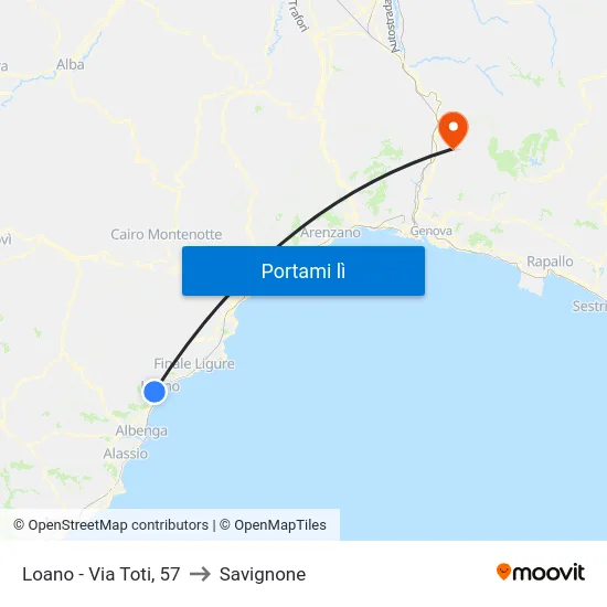 Loano - Via Toti, 57 to Savignone map
